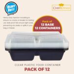 3 Compartment Black base container and Clear PP Lids | 3 Comp Meal prep food containers with lids | 28oz - Image 3