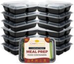 3 Compartment Black base container and Clear PP Lids | 3 Comp Meal prep food containers with lids | 28oz