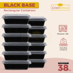 38oz Rectangular Black Base cont+ Clear lids  - Image 3