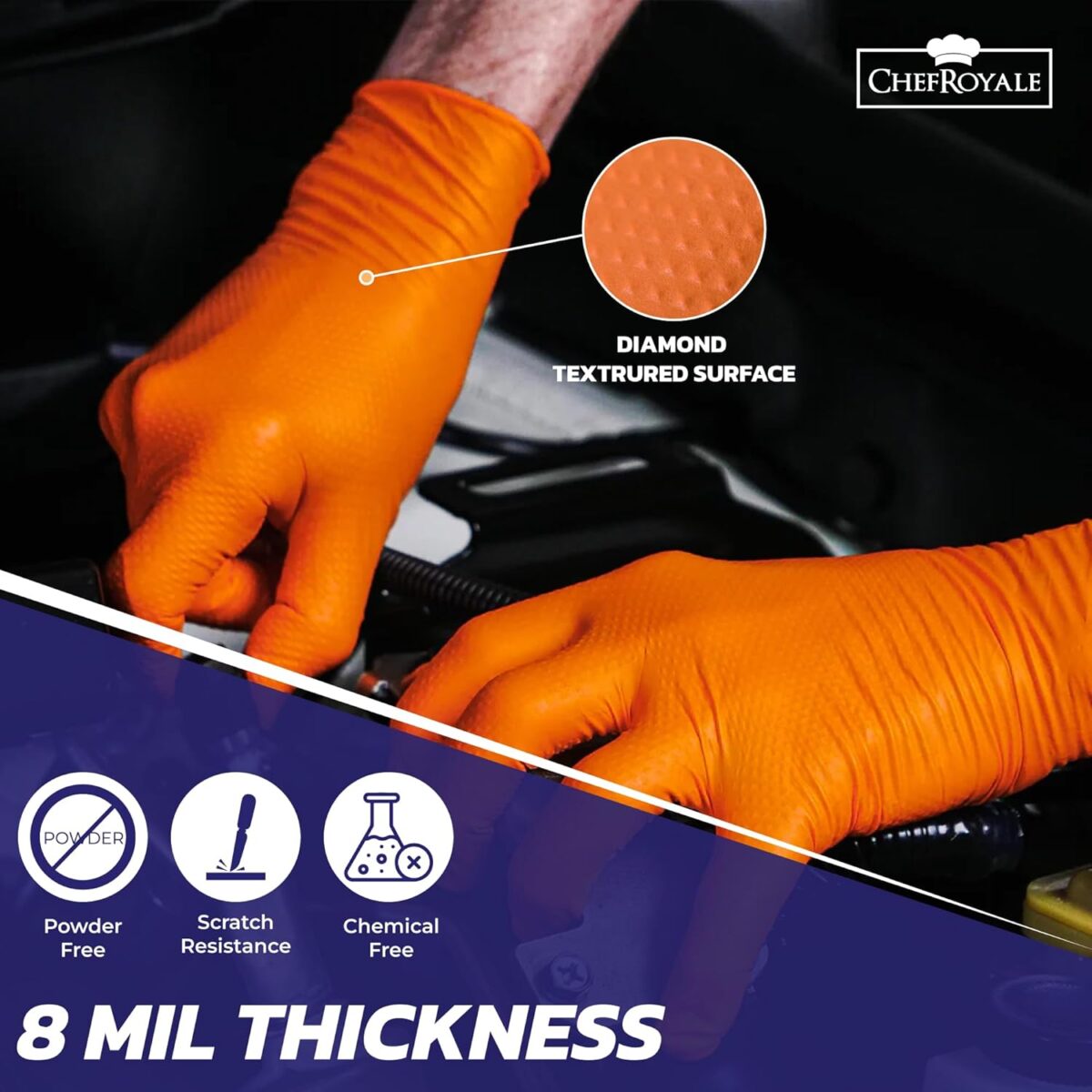 Orange Nitrile Grip Gloves - Image 4