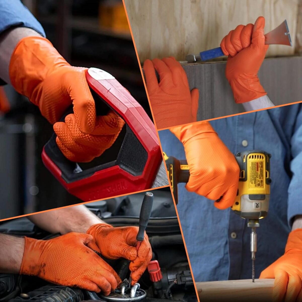 Orange Nitrile Grip Gloves - Image 7