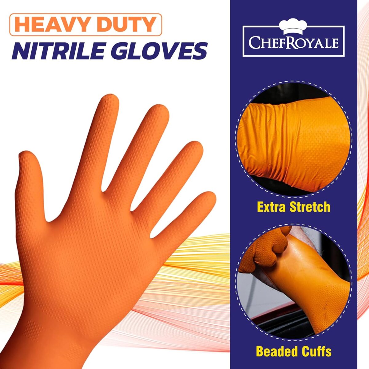 Orange Nitrile Grip Gloves - Image 3