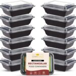 12oz Rectangular Black Base cont+ Clear lids 