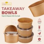 Salad Bowl Round Paper (500ml/17oz) Kraft with Plastic Lids - Image 2