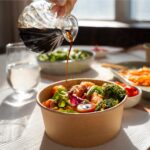 Salad Bowl Round Paper (500ml/17oz) Kraft with Plastic Lids - Image 5