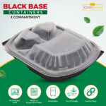 3 Comp PP Black Base Containers with Clear PP Lids - Image 7