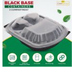 3 Comp PP Black Base Containers with Clear PP Lids - Image 2