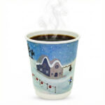 Christmas Double Wall Coffee Cup - Unique Aqueous Lining, Plastic-Free - Certified Home & Industrial Compostable - Hot & Cold Drinks (No Lids)