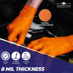 Orange Nitrile Gloves Diamond Grip Heavy Duty - Image 3