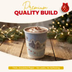 Christmas Double Wall Coffee Cup - Unique Aqueous Lining, Plastic-Free - Certified Home & Industrial Compostable - Hot & Cold Drinks (No Lids) - Image 2