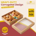 CHEF ROYALE 3-Pack Bakery Boxes with Window Lids, XL Brown Cookie Boxes, Cardboard Treat Packaging for Pastries, Donuts, Macarons, Cakes, and Chocolate Covered Strawberries - Image 6