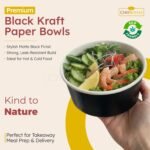 CHEF ROYALE Black Salad Paper Bowls with Lids - Takeaway Bowls for Hot/Cold Food - Leakproof Soup Containers for Your Meals - Image 6