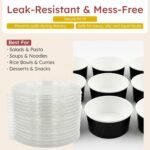 CHEF ROYALE Black Salad Paper Bowls with Lids - Takeaway Bowls for Hot/Cold Food - Leakproof Soup Containers for Your Meals - Image 4