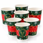 CHEF ROYALE Pack of 50 8oz Christmas Double Wall Paper Cups for Hot Drinks (without lids)