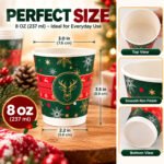 CHEF ROYALE Pack of 25 8oz Christmas Double Wall Paper Cups for Hot Drinks (with lids) - Image 4