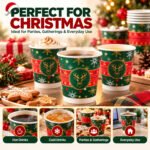 CHEF ROYALE Pack of 50 8oz Christmas Double Wall Paper Cups for Hot Drinks (without lids) - Image 4