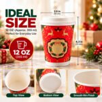 CHEF ROYALE Pack of 500 12oz Christmas Double Wall Paper Cups for Hot Drink (with lids) - Image 3