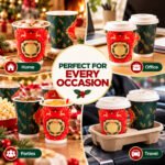 CHEF ROYALE Pack of 500 12oz Christmas Double Wall Paper Cups for Hot Drink (with lids) - Image 5